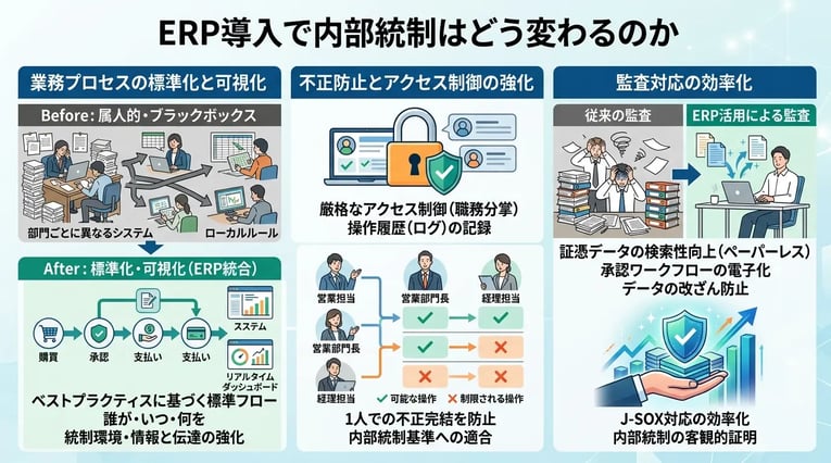 ERP導入で内部統制はどう変わる？メリットと失敗しないための注意点
