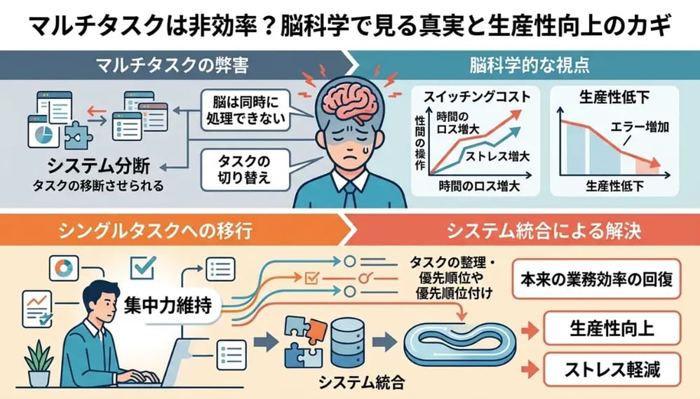 マルチタスクは効率が低下する？脳科学が教える正しい仕事術