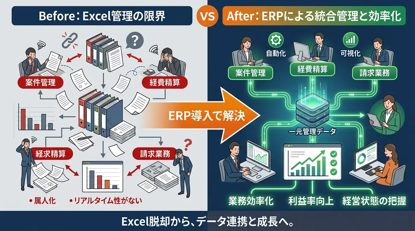 広告会社がExcelを脱却してERPに移行すると何が変わるか：案件管理・経費精算・請求の自動化